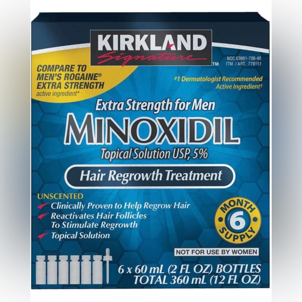 Minoxidil Liquid Extra Strength Hair Regrowth Men 5% Topical Sol 6 mth  -Rogaine